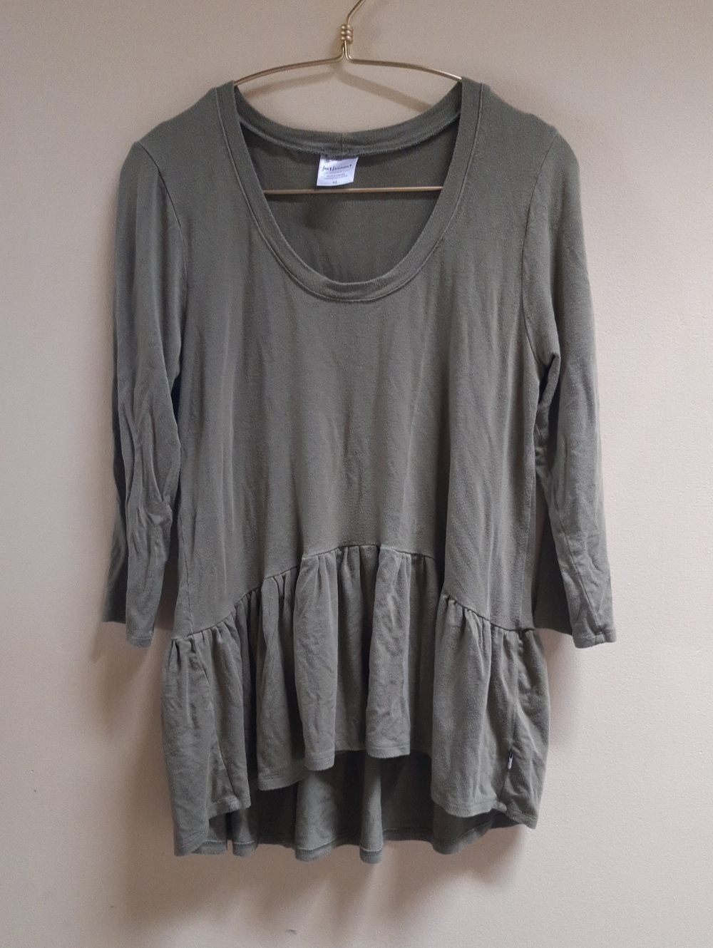Jax and Lennon Olive Green High Lo Peplum - Scoop Neck